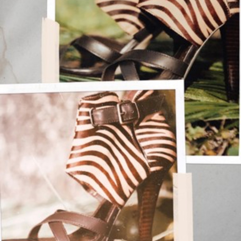 Brown Zebra Print Strap Heels - image 2